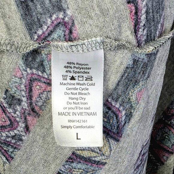 LuLaRoe Striped Paisley Carly Dress Gray Black L - Picture 8 of 9